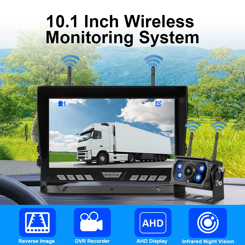 【Hot Selling】Front Left Right Rear View Digital Wireless Backup   Built-in DVR 10.1'' Wireless  ing System for Forkli