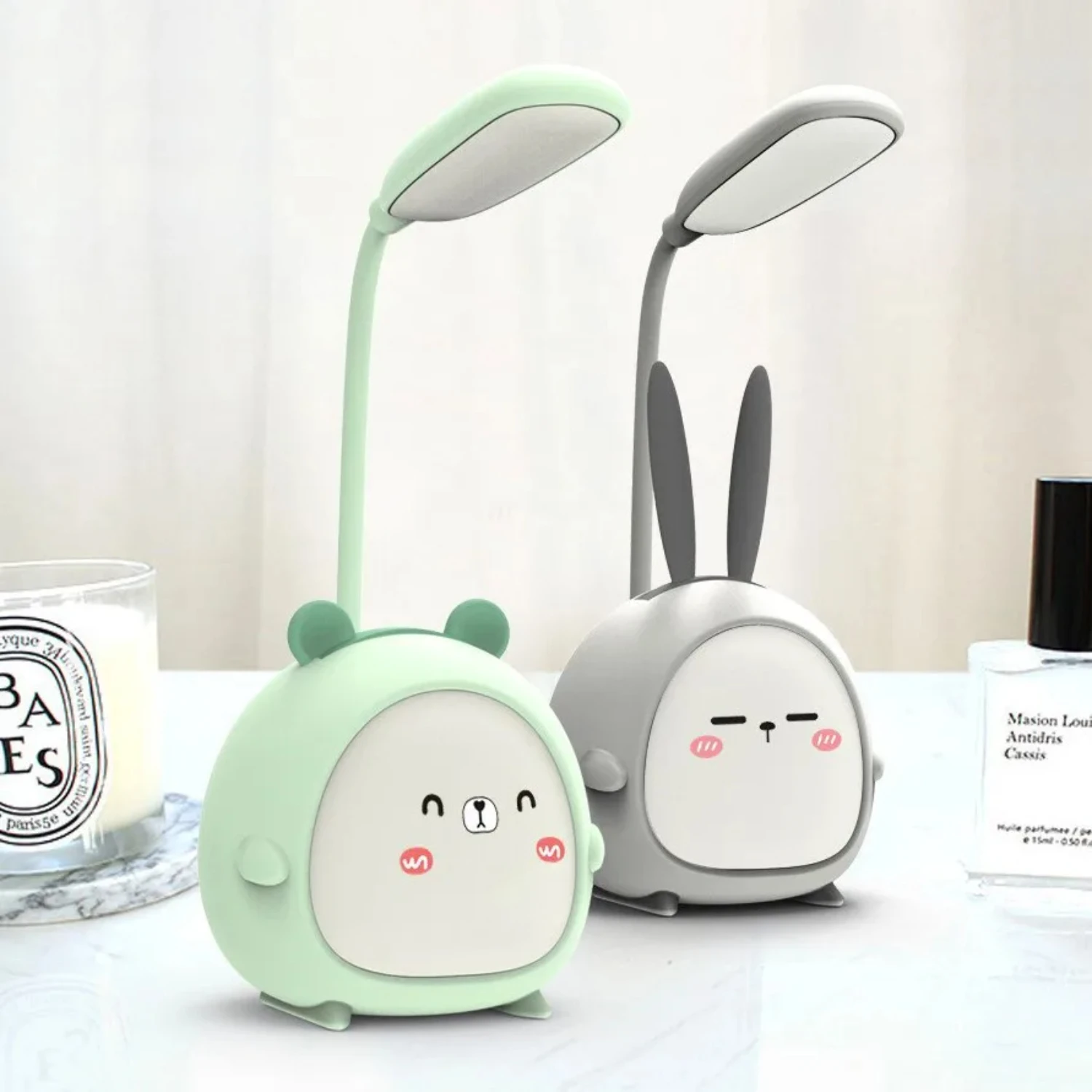 Cute and Colorful Cartoon Rabbit USB Rechargeable LED Desk Lamp - Rechargeable LED Reading Light with Adjustable Brightness - Ey