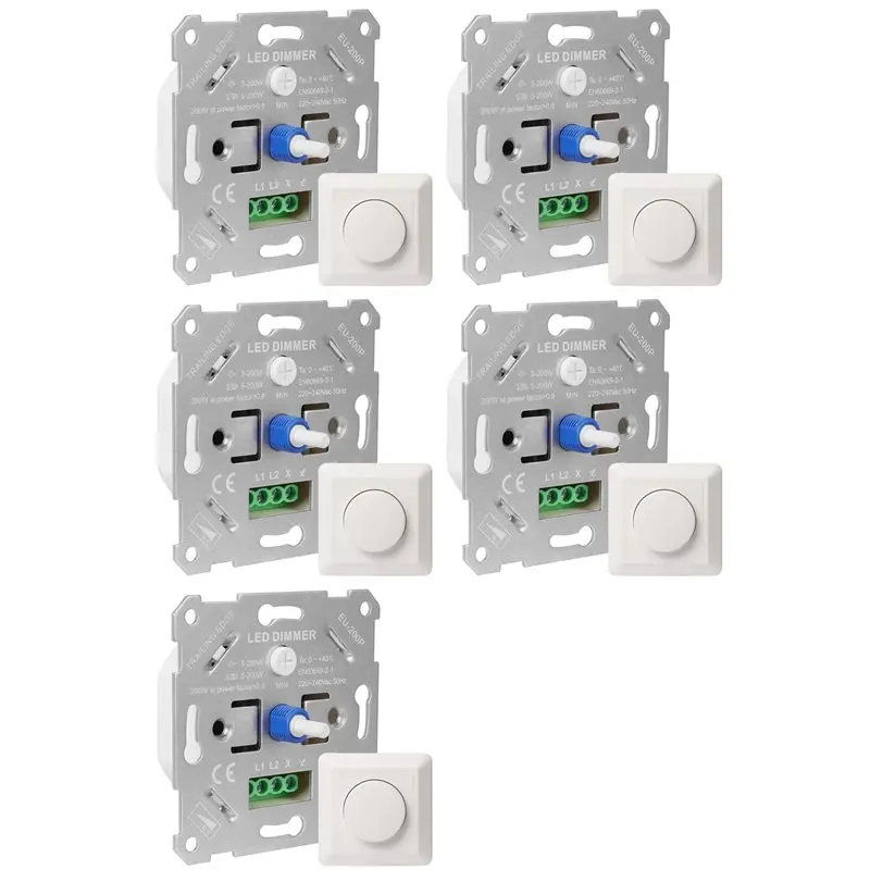 A25F-5X LED Dimmer Switch 230V For Dimmable Leds/Halogen 5-200W With White Cover Plate