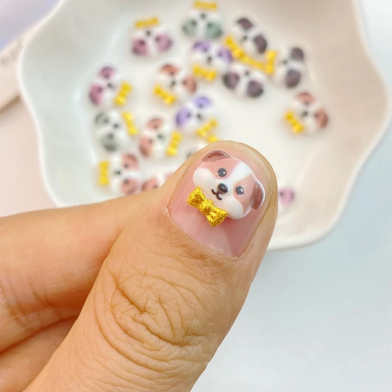 50Pcs New Cute Resin Mini Cartoon Dog Flatback  Jewelry Making Manicure Hairwear Accessorie