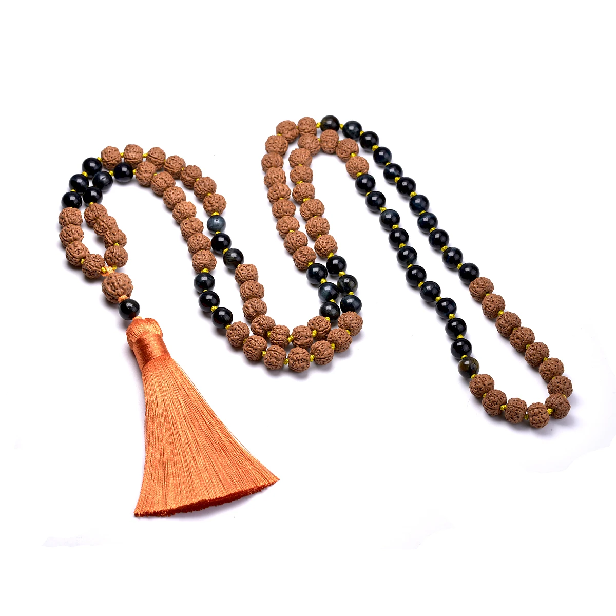 Authentic Genuine Rudraksha Mala 5 face Panchamukhi 108 Beads Japamala Ornament Rosary Japa Mala Necklace Puja Prayer Meditation