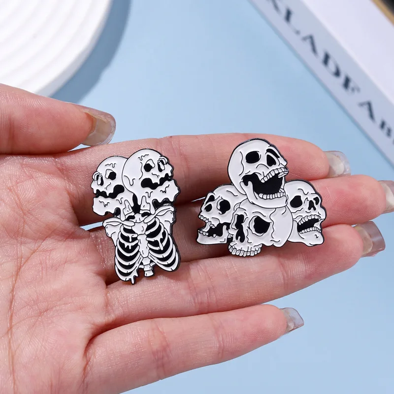 Pin Club | Punk Skull Enamel Brooch Custom Gothic Skeleton Halloween Gift Backpack Hat Clothing Decoration Accessories Wholesale