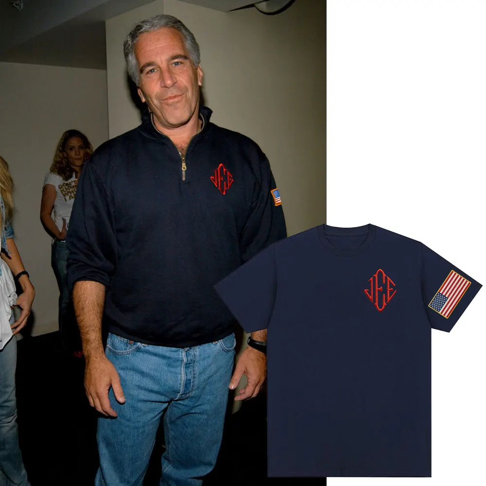 Y2K Jeffrey Epstein Embroidery Print T Shirt Men Fashion Vintage Short Sleeve T-shirt 100% Cotton Casual Oversized T-shirts Tops