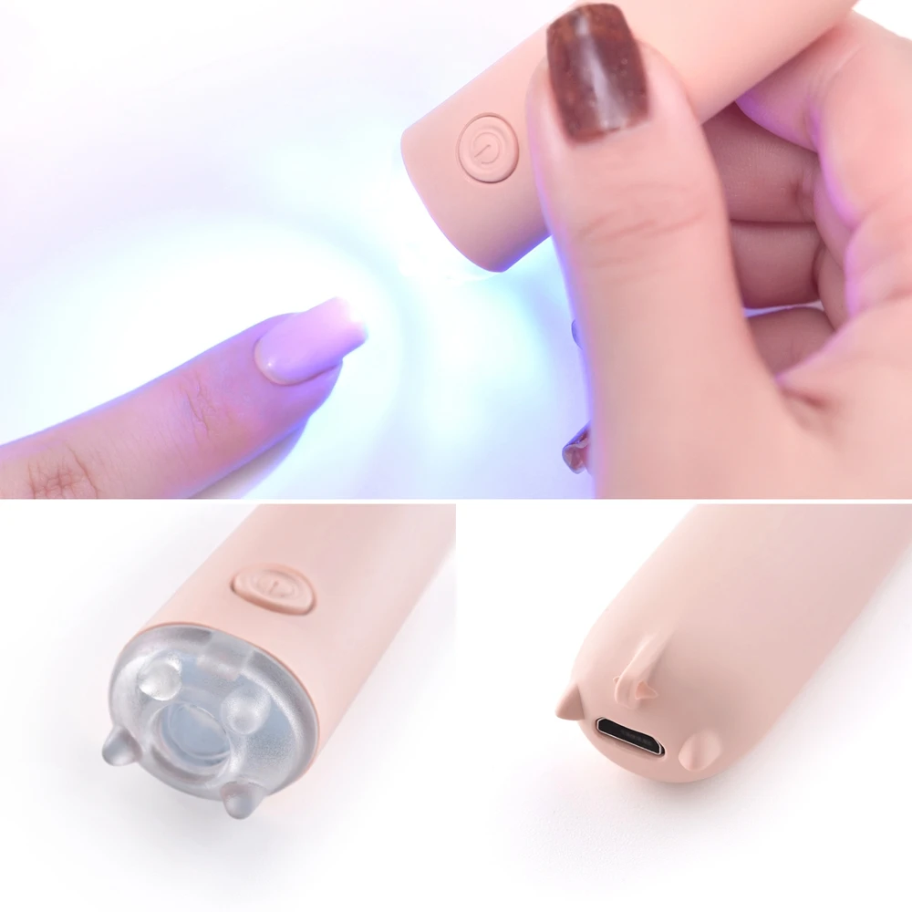 Mini lampada UV LED per unghie portatile per asciugare lo smalto gel per unghie, vernice portatile USB per orecchie di gatto, luce a mano, strumento per salone domestico di lunga durata