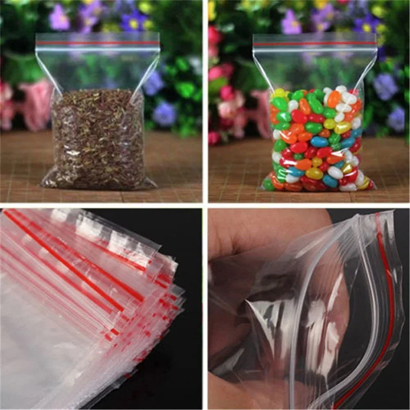 100 Pcs Mini Plastic Sealing Bag Resealable Vacuum Candy Snack Jewelry Food Storage Bag for Food Jewelry Party Storage Supplies