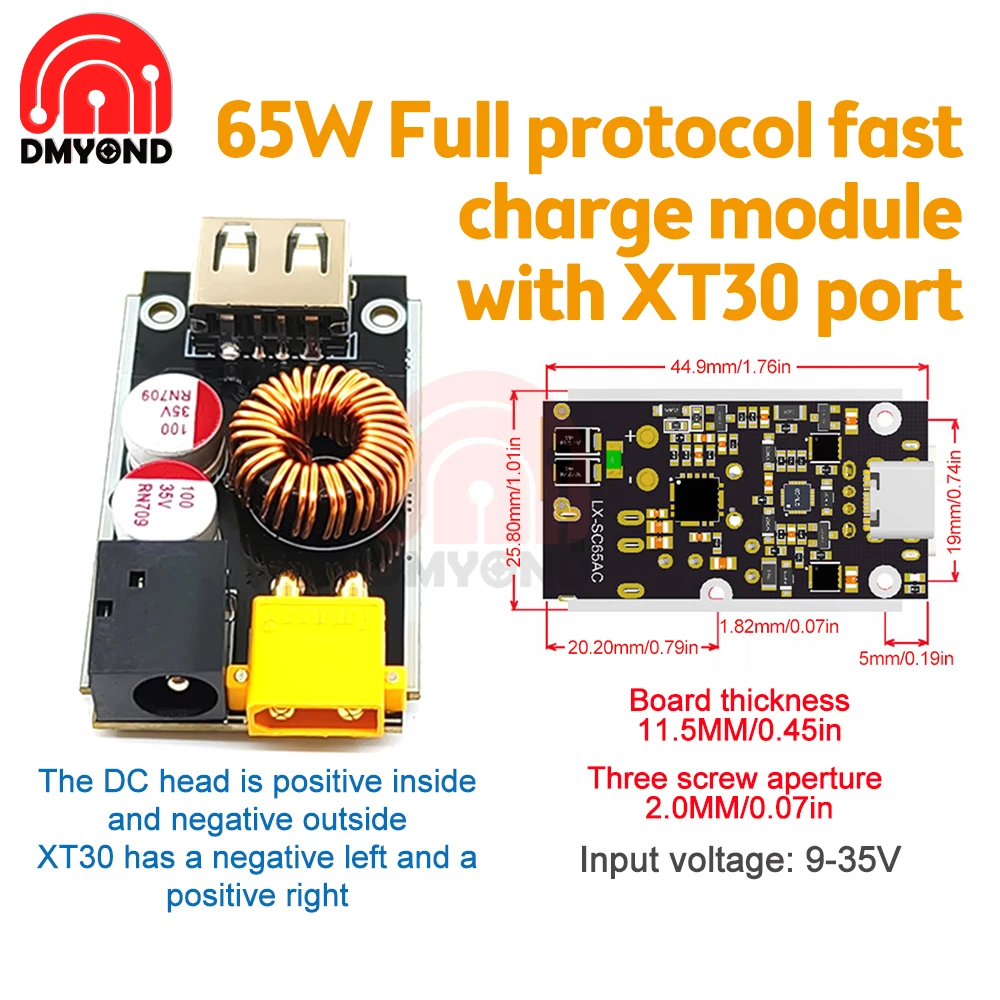 65W Fast Charging Converter Board USB Interface QC2.0 QC3.0 QC4.0 Output Protocol Fast Protocol FCP SCP HSCPV00C/DASH/WARP