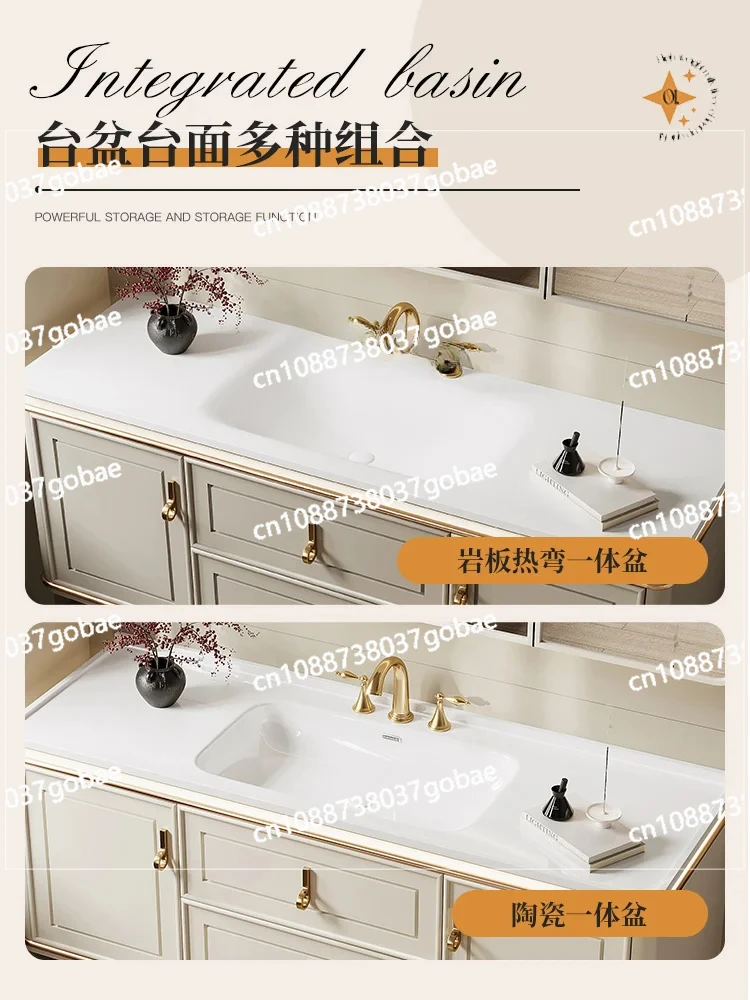 ZK rock slab hot bending bathroom cabinet combination oak bathroom ceramic integrated basin washbasin home decor