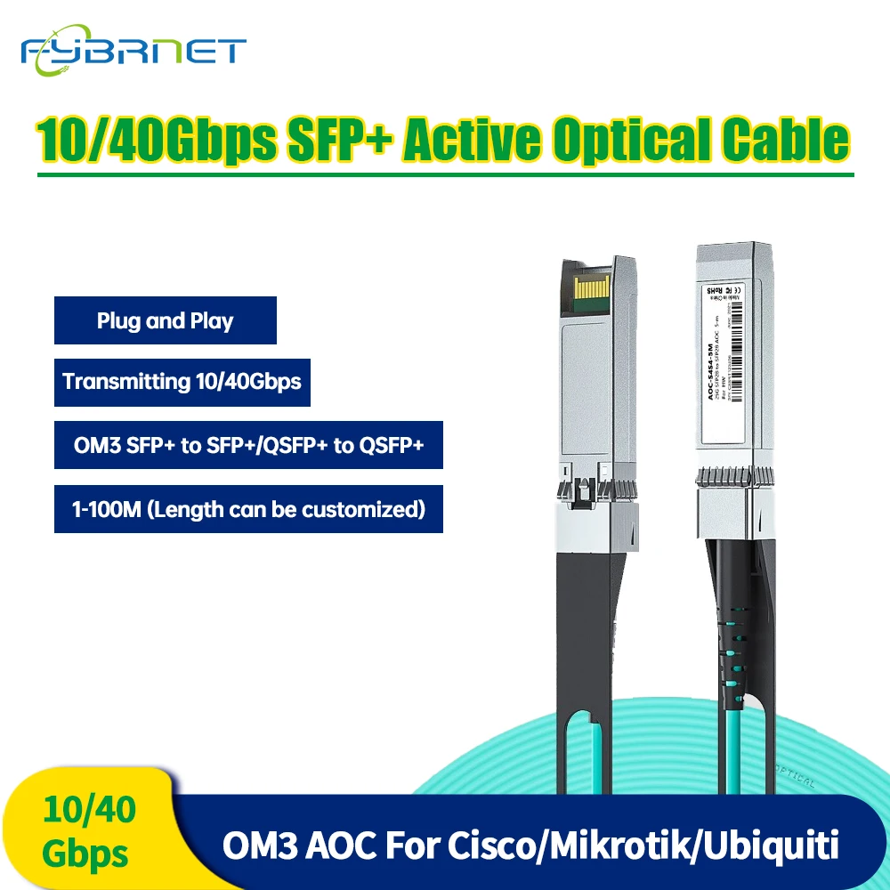 

10G SFP+ 40G QSFP+ active optical cable SFP + to QSFP + OM3 AOC Cable 1/3/7/20M compatible with Toshiba MikroTik Cisco