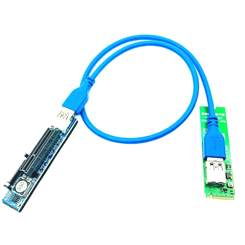 Raiser-Adaptador de puerto de extensión de tarjeta NVME M.2 a PCI-E X4, Conector de tarjetas gráficas, extensor PCIE con Cable USB 3,0 de 60cm