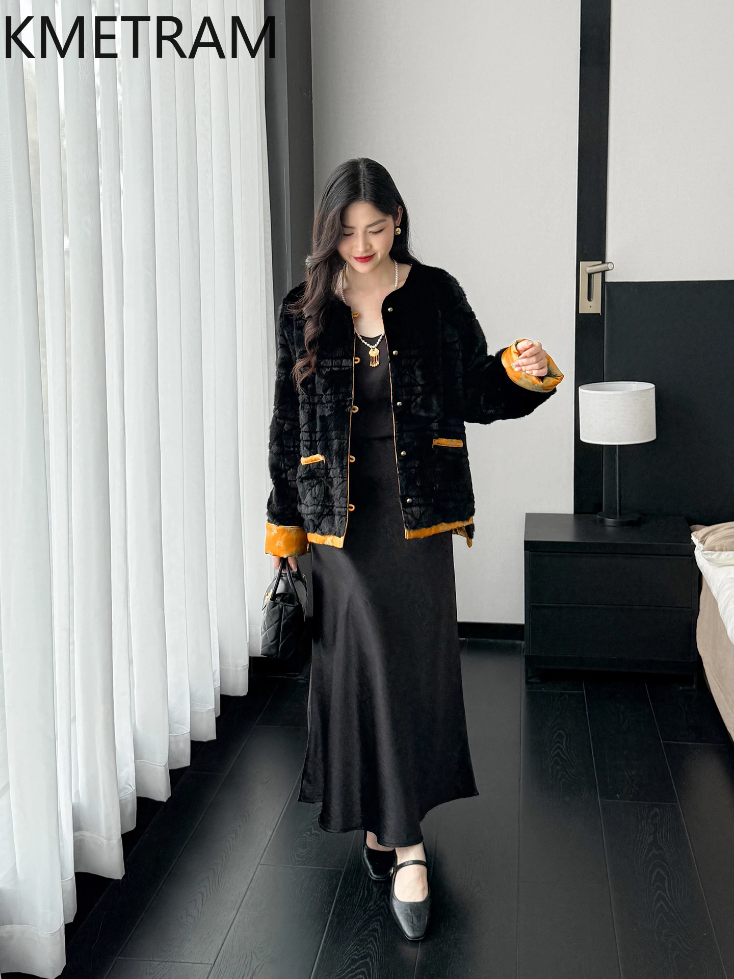 KMETRAM 100% 밍크 리얼 퍼 코트 양면 여성 겨울 재킷 2025 짧고 스타일리시한 여성 의류