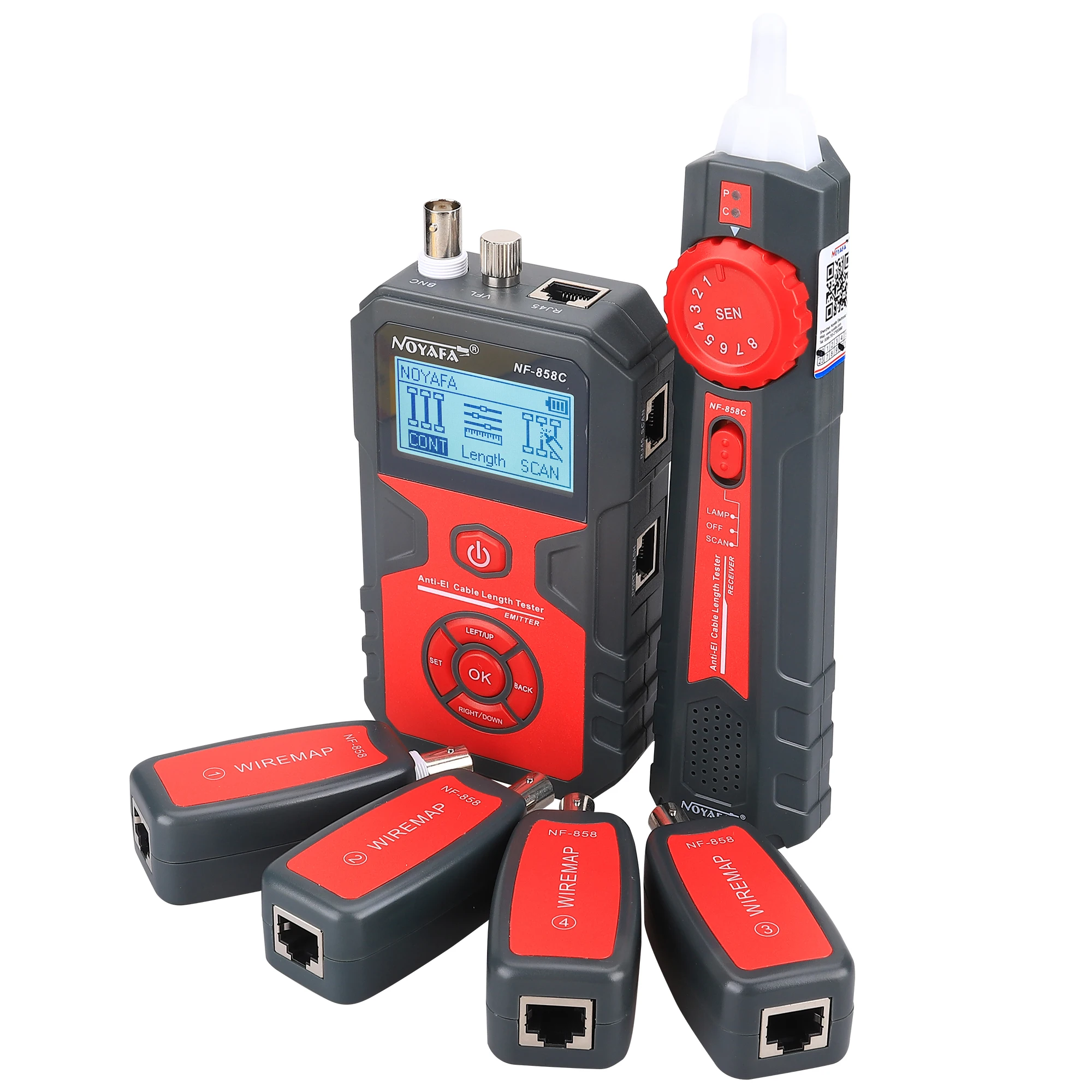 

NF-858C Network Cable Tester Trace Line Locator POE BNC VLF Finder Port Blinking Red Light Test Measure Length Cable Tracker