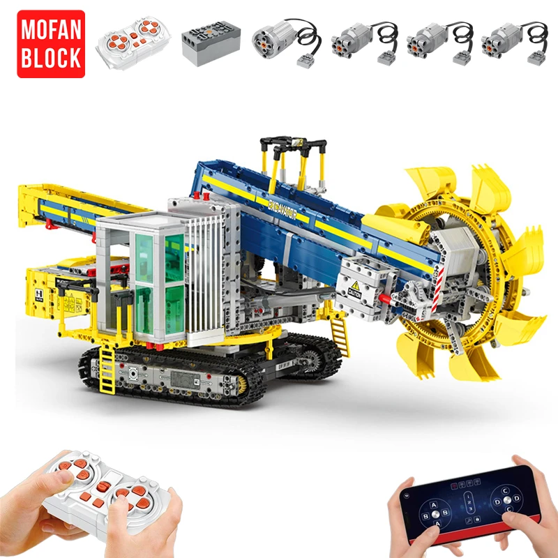 

City Construction Engineering Vehicle Model Building Blocks MOC Bucket Wheel Excavator Technical RC Car Bricks Kids Toys Gifts