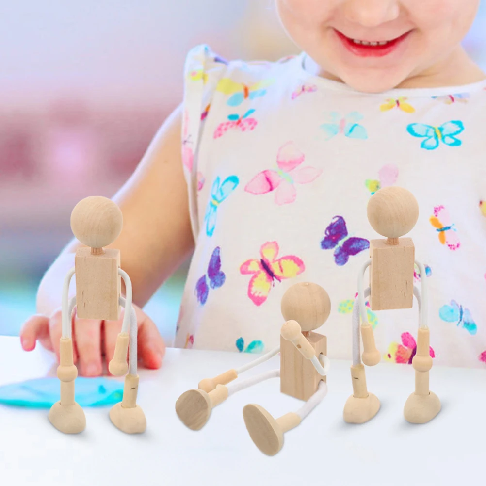 Ensemble de 8 pièces de chevilles en bois non peintes pour enfants, activités artisanales, maison de poupée miniature, jouets de bricolage, fournitures d'art éducatives