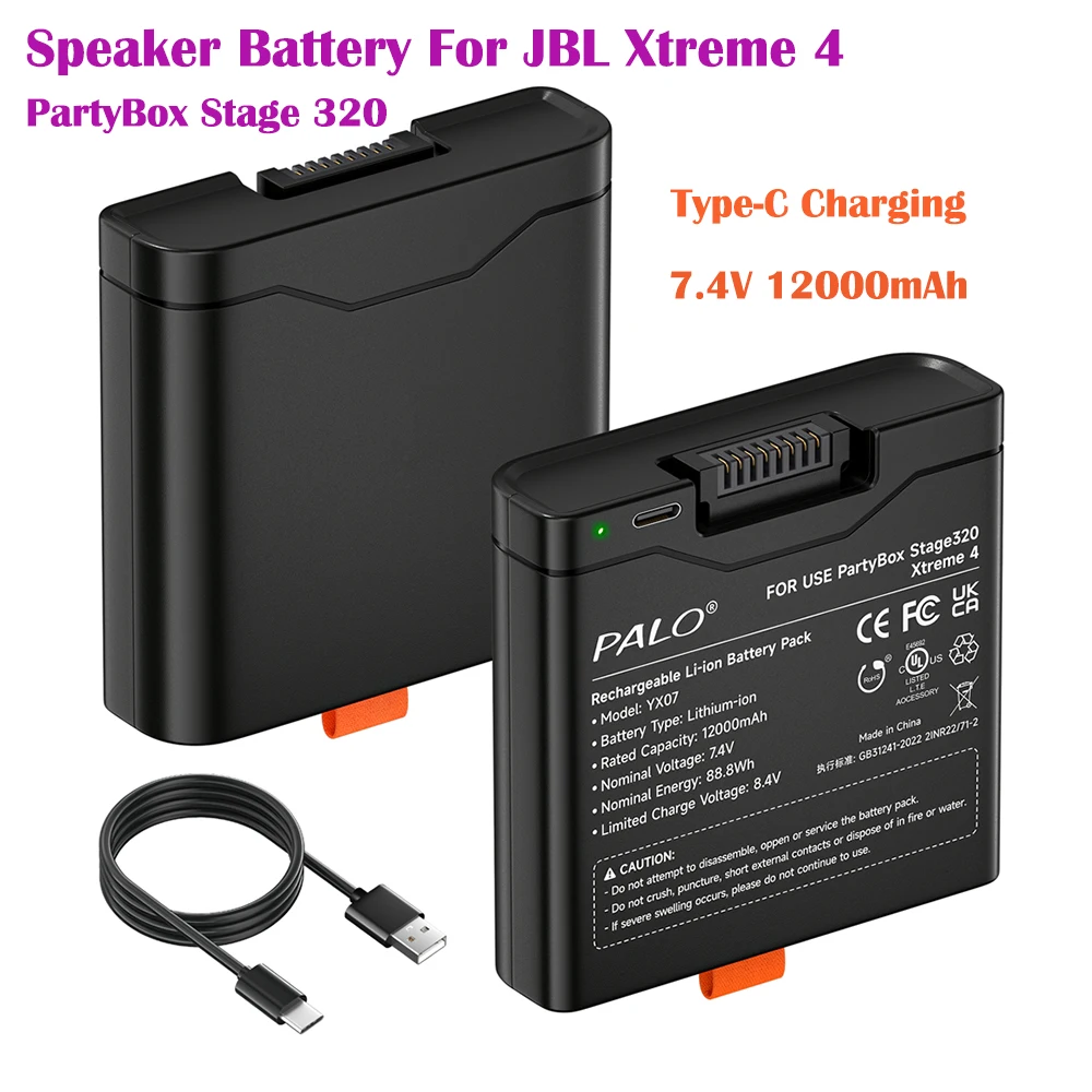 Replacement Battery For JBL Xtreme 4 PartyBox Stage 320 12000mAh for JBL Xtreme4 Bateria with USB Port Easy-to-Replace Speaker