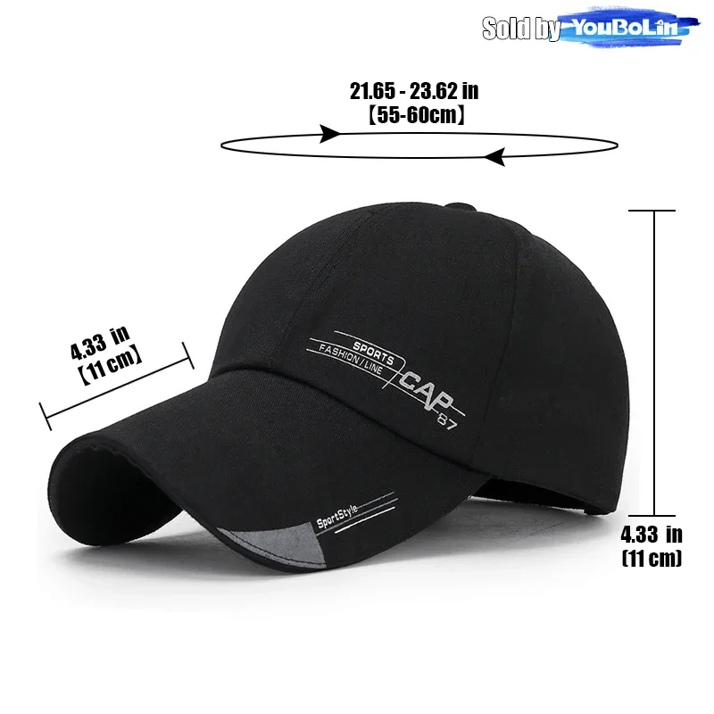 Spring and summer simple running style extended brim baseball cap men's sun hat canvas wide brim hat