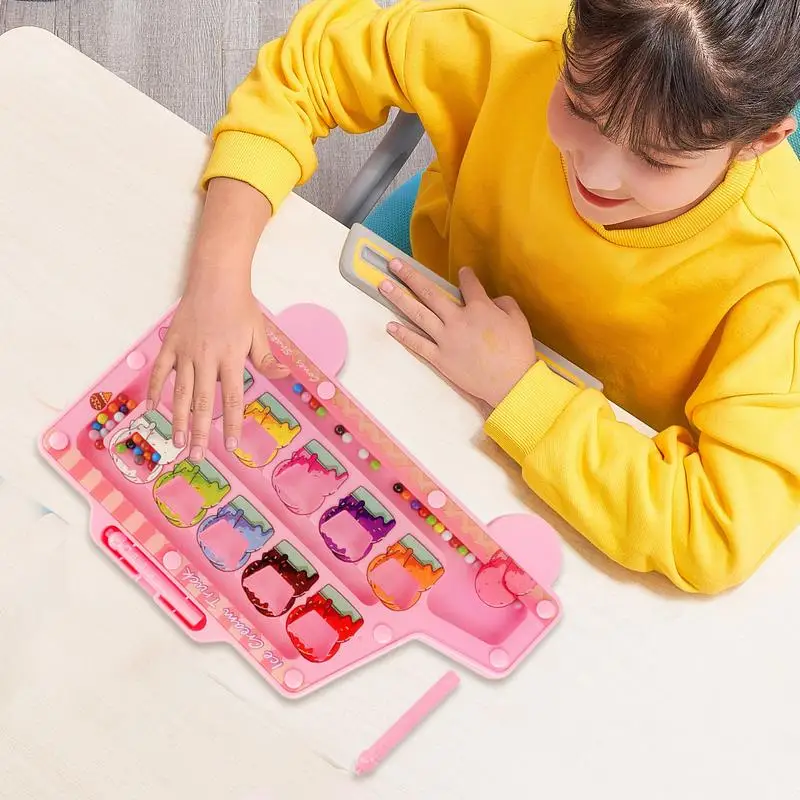 Labirinto magnético de cores e números, placa de aprendizagem de correspondência de cores, brinquedo de classificação educacional para habilidades motoras finas, contagem de matemática