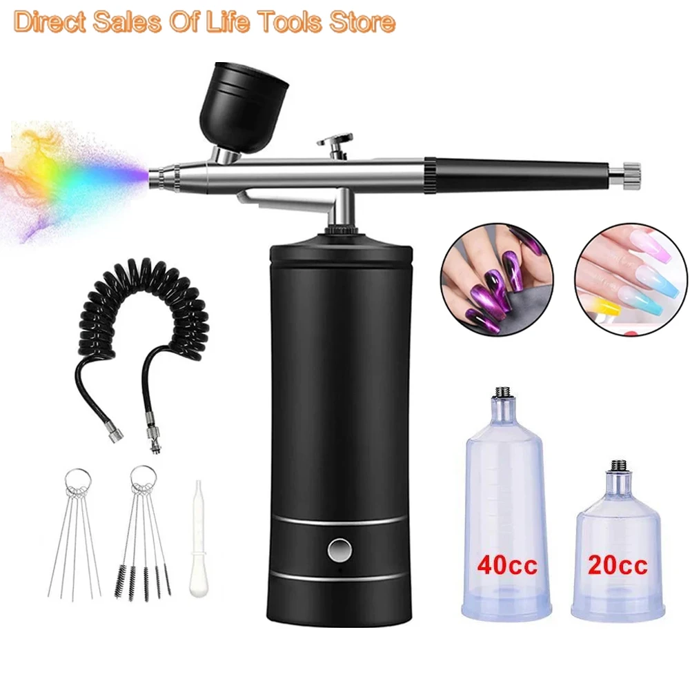 Nano Fog Mist Sprayer Mini Air Compressor Kit Air-Brush Paint Spray Gun Airbrush For Nail Art Tattoo Craft Cake