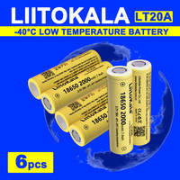 6pcs LiitoKala LT20A 3.7V 18650 2000mAh low temperature Rechargeable Battery 10A for Torch Flash Light Electronic Tools