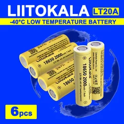 6pcs LiitoKala LT20A 3.7V 18650 2000mAh low temperature Rechargeable Battery 10A for Torch Flash Light Electronic Tools