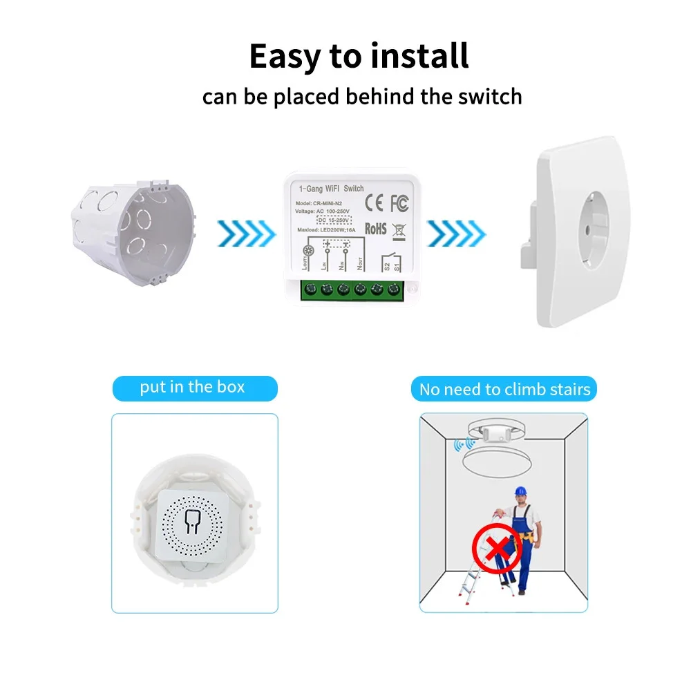 Cerhot 16A WIFI Switch Smart MINI Module DIY Home Improvement Interruptor Smart Tuya Smart life Remote Controller Wall Switches