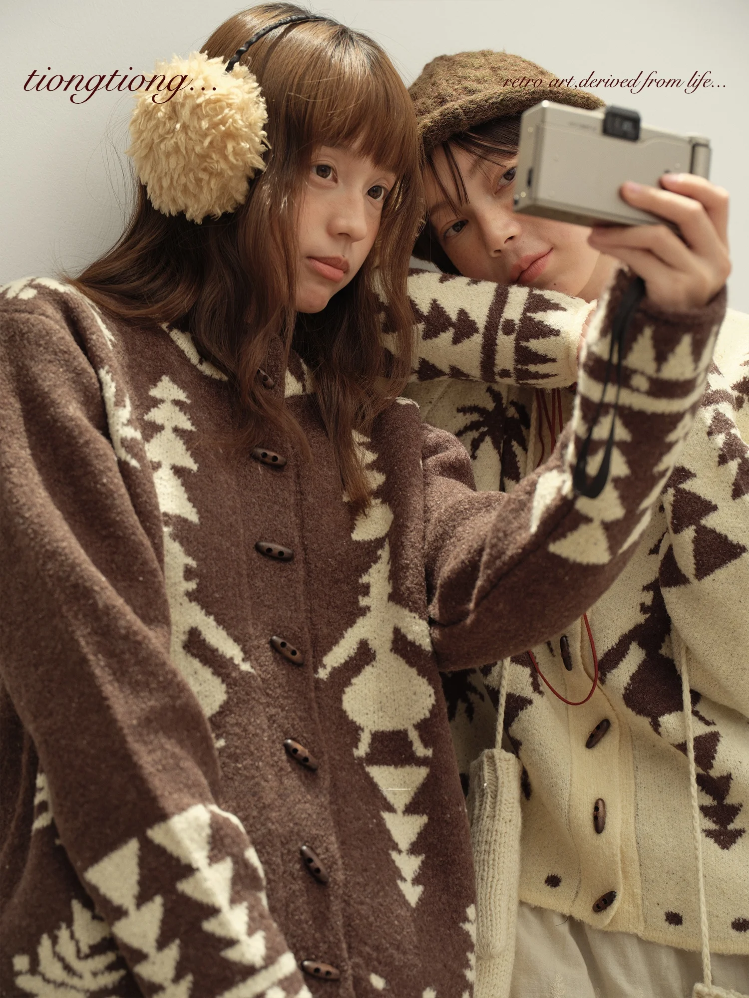 

Ретро-японский вязаный свитер-пальто для женщин, осенне-зимний, модный, с ленивым полосатым узором, длинными рукавами и круглым вырезом