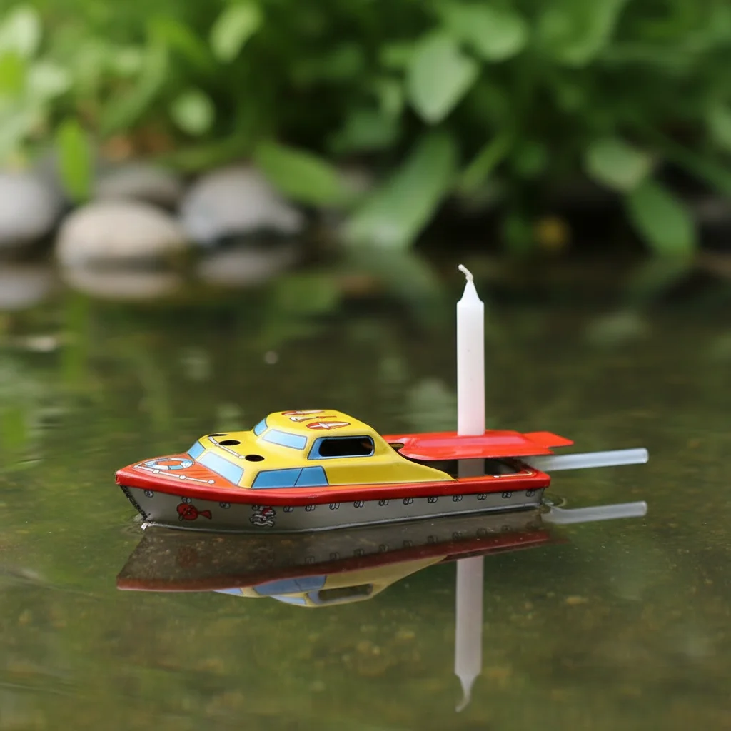 

Винтажная ретро паровая лодка, жестяные игрушки, свечи с питанием от корабля, коллекционная подарочная игрушка