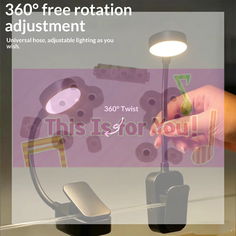 【MA】1Pcs Battery Powered Flexible LED Night Light Folding Mini Clip Book Lamp 3 Modes Eye Protection For Bedroom Reading