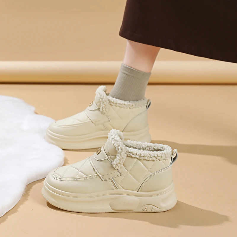 

Extra Large Size Womens Winter Snow Boots Warm Thick Faux Fur Lined Waterproof Cotton Shoes Slip Resistant Casual Boots