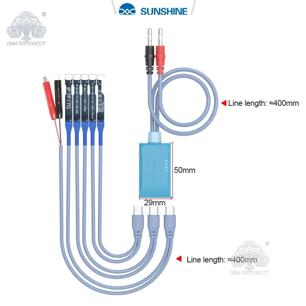 SUNSHINE SS-908E Boot Power Cable For Mobile Phone Iphone SE2/SE3 7G-15 Pro Max Intelligent Anti-burn Battery Restart Test Line