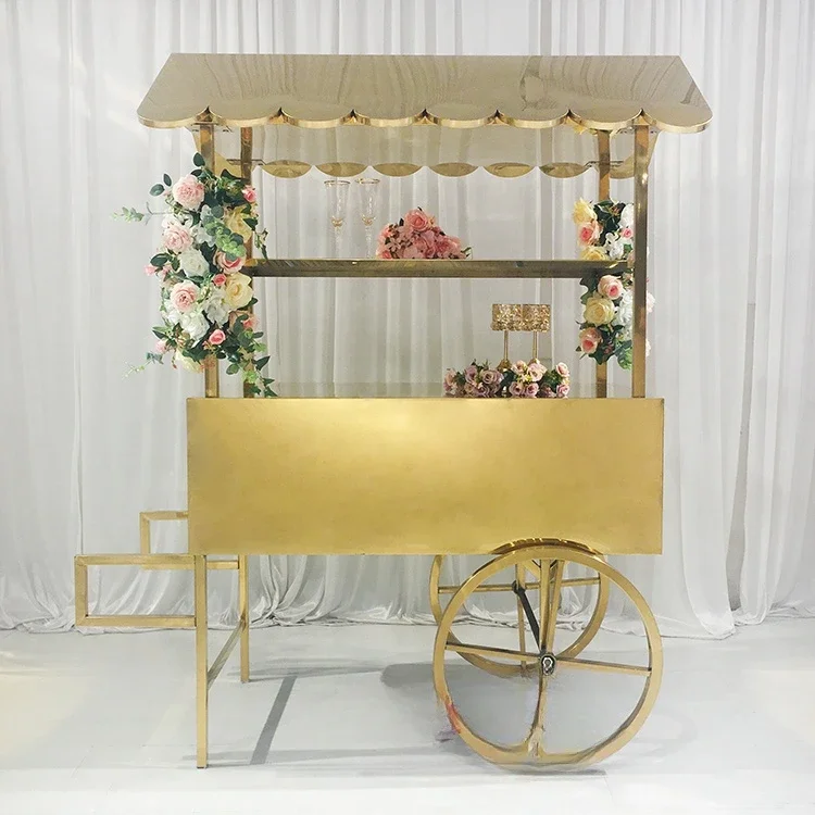 High quality stainless steel candy cart decorated wedding cake flower cart