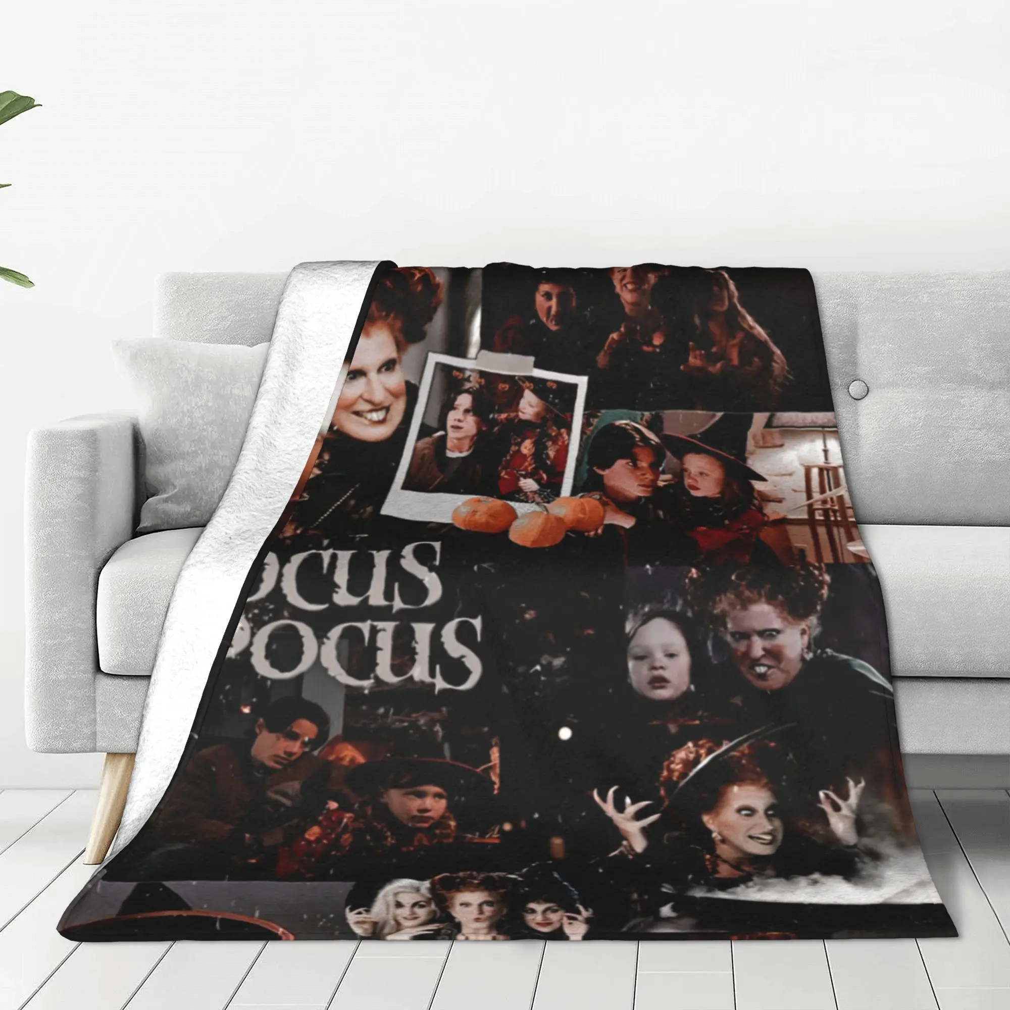 Hocus Pocus Witch Movie Blankets Winifred Mary Sarah Flannel Vintage Breathable Throw Blankets for Bedspread Autumn/Winter Couch