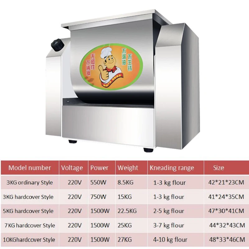 Kommerzieller multifunktionaler Mehl- und Teigmischer aus Edelstahl mit großer Kapazität, leiser Pizzateigmischer