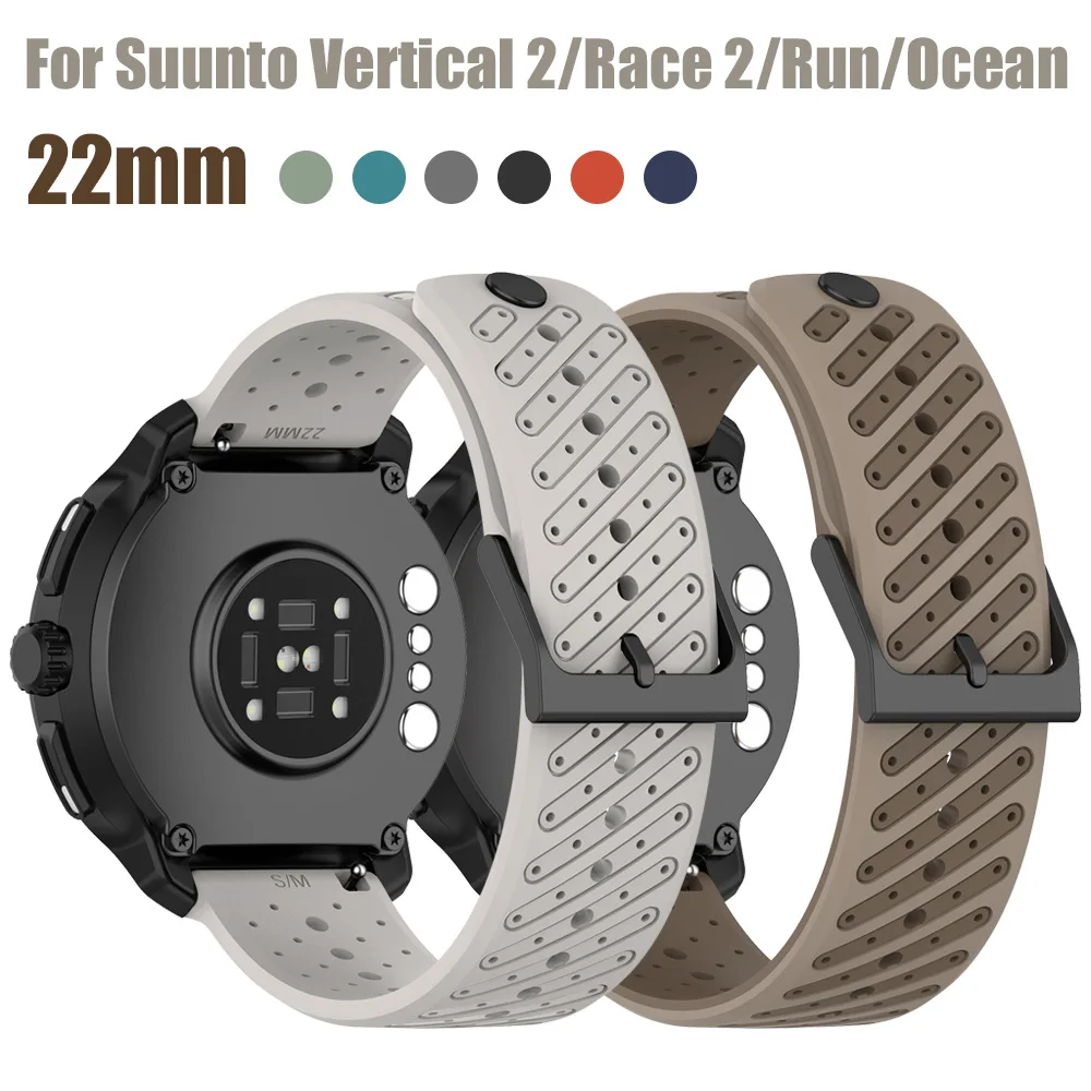 Image of 22 mm zweifarbiges Silikon-Uhrenarmband für Suunto Vertical 2/Race 2 Armband, Uhrenarmband für Suunto Run/Ocean/Race S/9 Peak