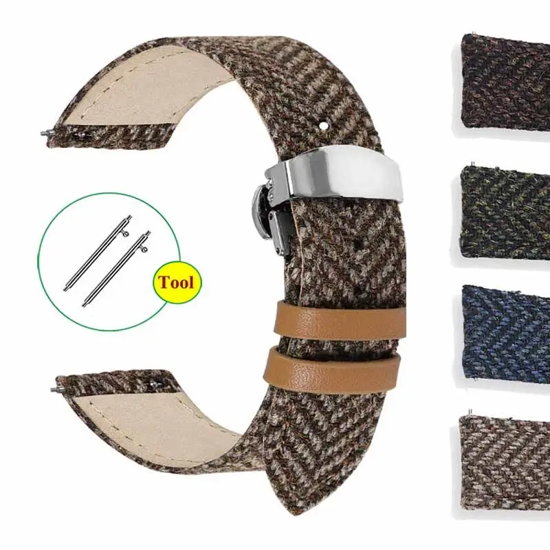 빈티지 가죽 시계 스트랩, 레트로 나일론 밴드, 삼성 갤럭시 워치 6 5 4 용 팔찌, 화웨이 GT용 론진, 18mm, 20mm, 22mm