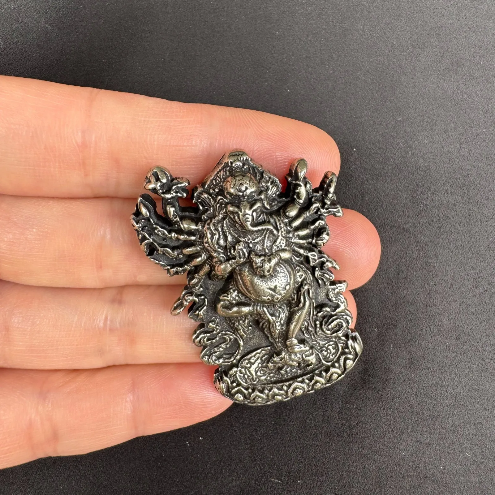 antique Old Tibetan Buddhism cupronickel Elephant God of Wealth  amulet