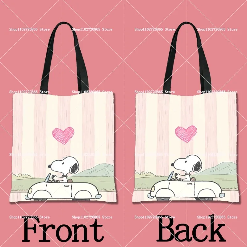 Snoopys Shoulder Bag High Capacity Eco Reusable Women Men Casual Shopping Tote Pouch Kawaii Cartoon Anime Print Handbags Gift view 6