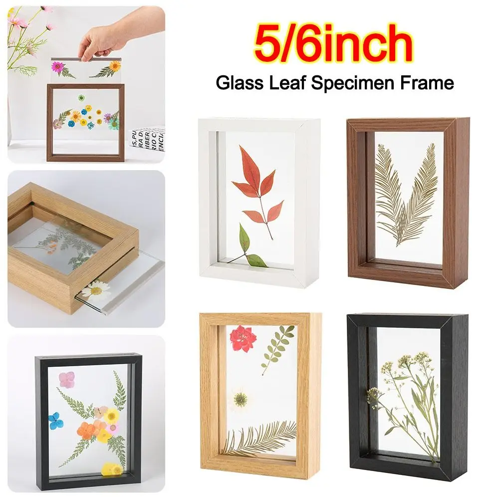 Wooden Glass Leaf Specimen Frame Double-sided Thicked Paper-cut Picture Frame Transparent Plant Specimens Embossed Frame