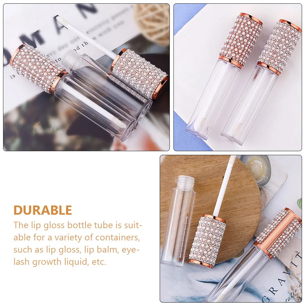 5Pcs Lip Gloss Tubes Lightweight DIY Round Small Refillable Lip Balm Containers for Craft Storage Lipstick Container view 3
