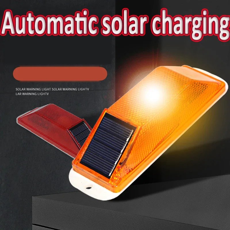 2pcs Warning LED Lamp Solar Strobe Lamp  Solar Warning Lamp Chip Control Bridge Night Driving Safety Light Traffic Caution Light