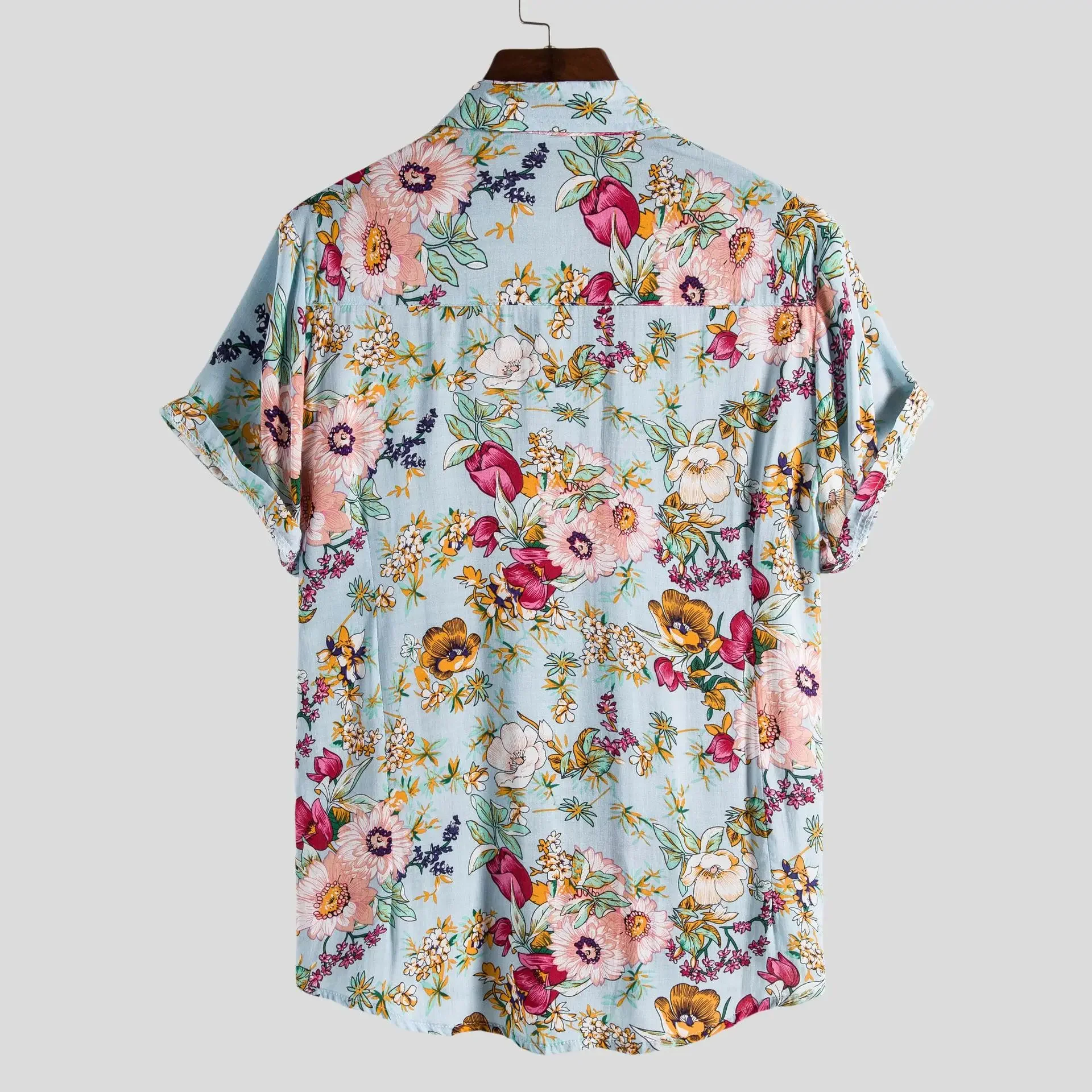 Chemise florale à manches courtes pour hommes, chemises à revers populaires, américains, décontracté, été, nouveau