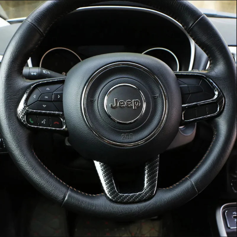 

Car Steering Wheel Trim Sticker for Jeep Renegade 2015 - 2021 Compass 2017-2019 ABS Decoration Sequins Protector Accessories