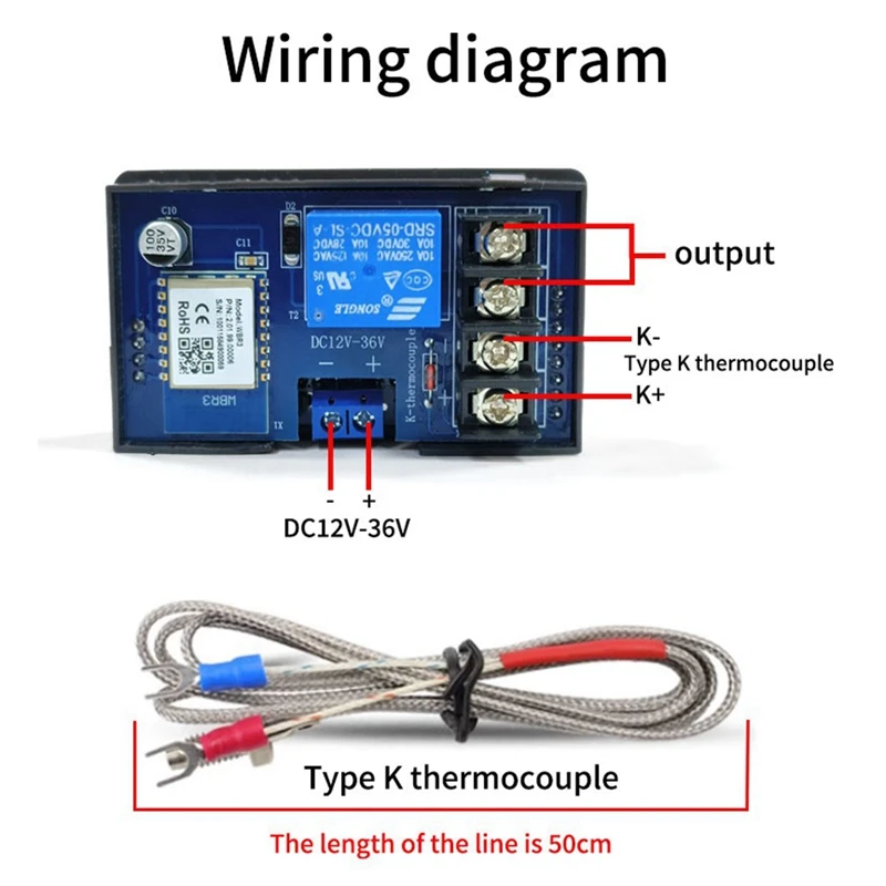 WIFI Remote Digital Temperature Controller K Thermocouple High Temperature Controller -99-999 Degrees ZFX-WT01 Durable