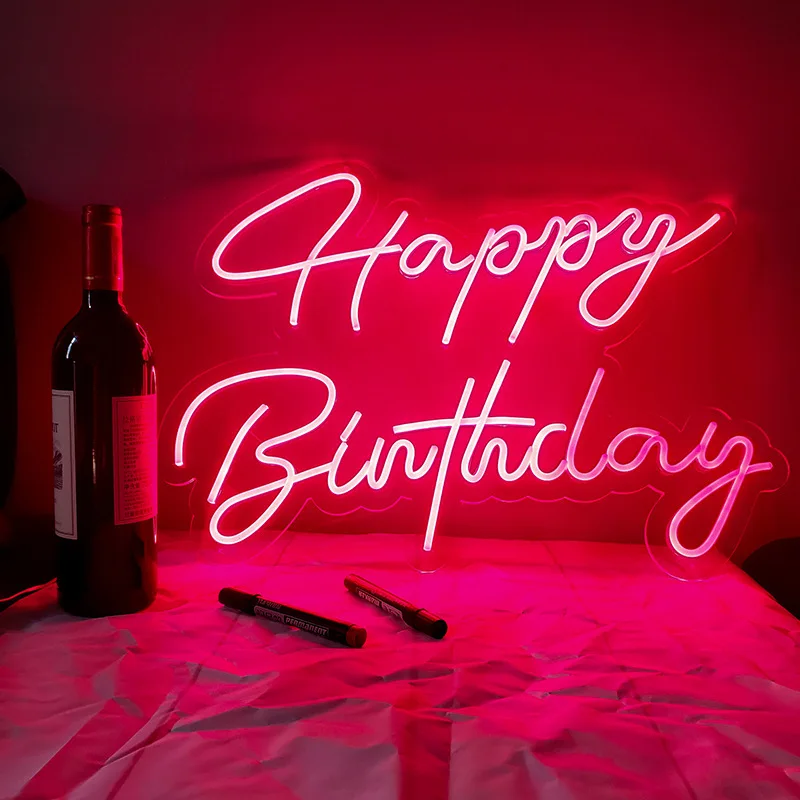 Custom Neon Sign Lights For Room Decor Party  Decoration Flex Led Happy Birthday Neon Sign Lights