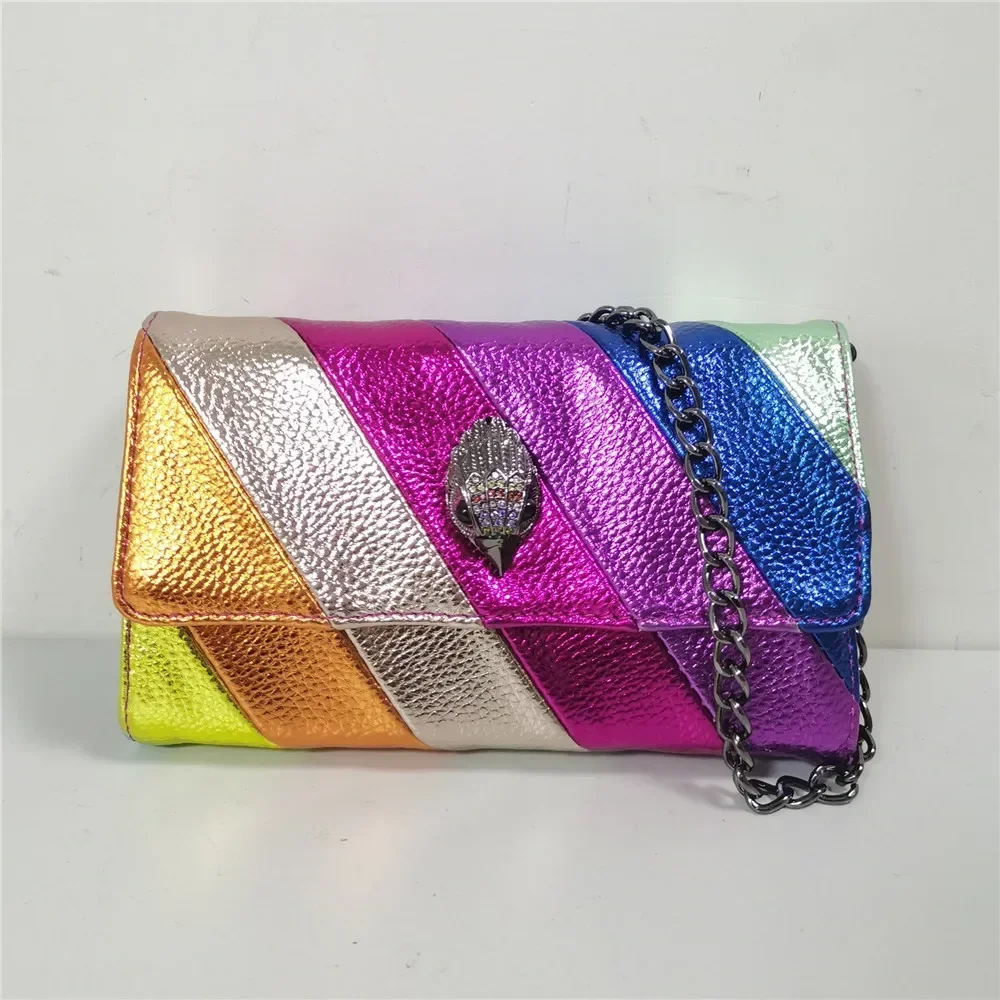 KURT GEIGER UK Rainbow Women Colorful PU Eagle Head Luxury Design Wallet Clutch bag CrossBody Party Shoulder Evening Bags