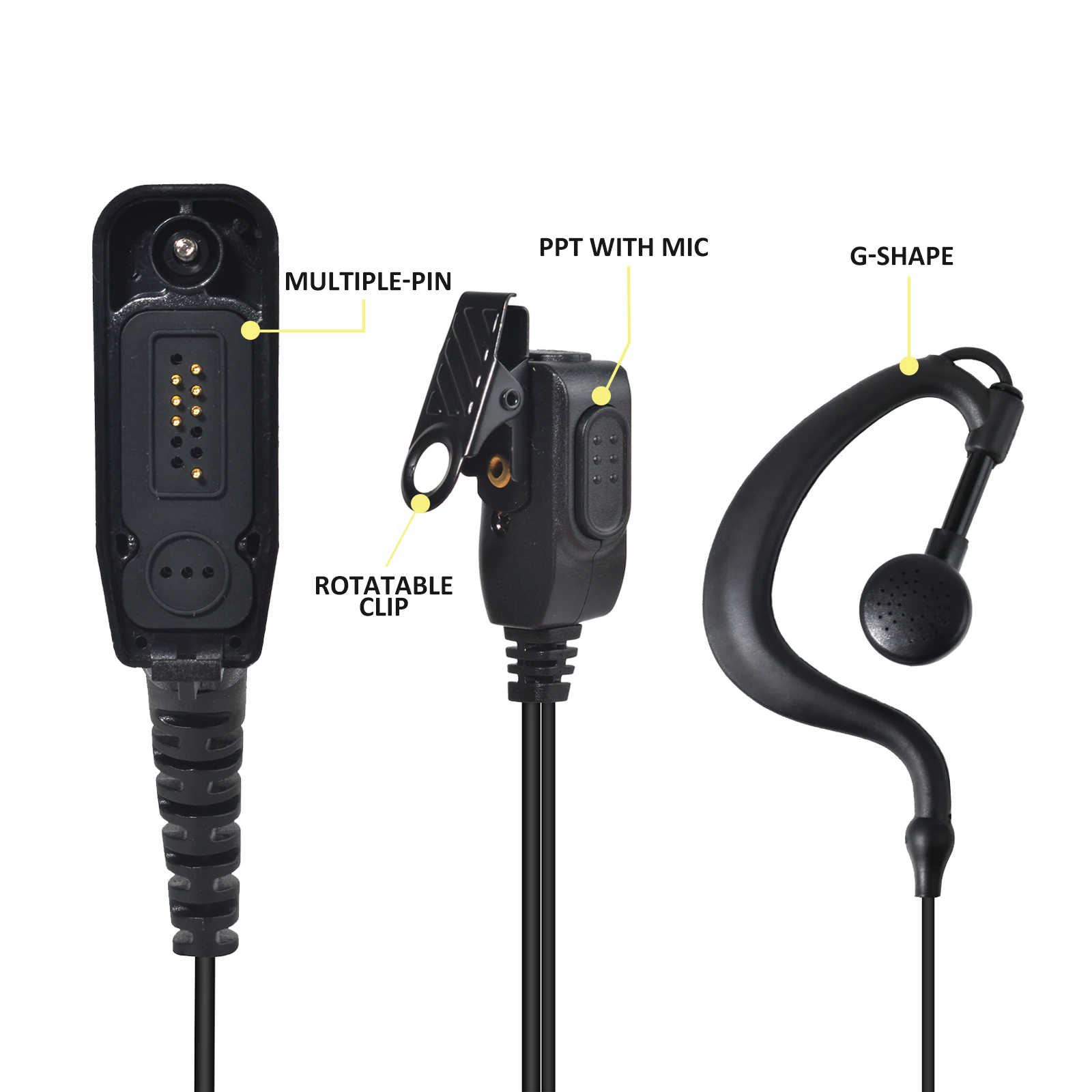 APX 6000 Earpiece XPR 7550e Headset G Shape with Mic PTT for Motorola Radios APX 8000/7000/4000 XPR 7350e/7580e/7380e/7550/7350 view 3