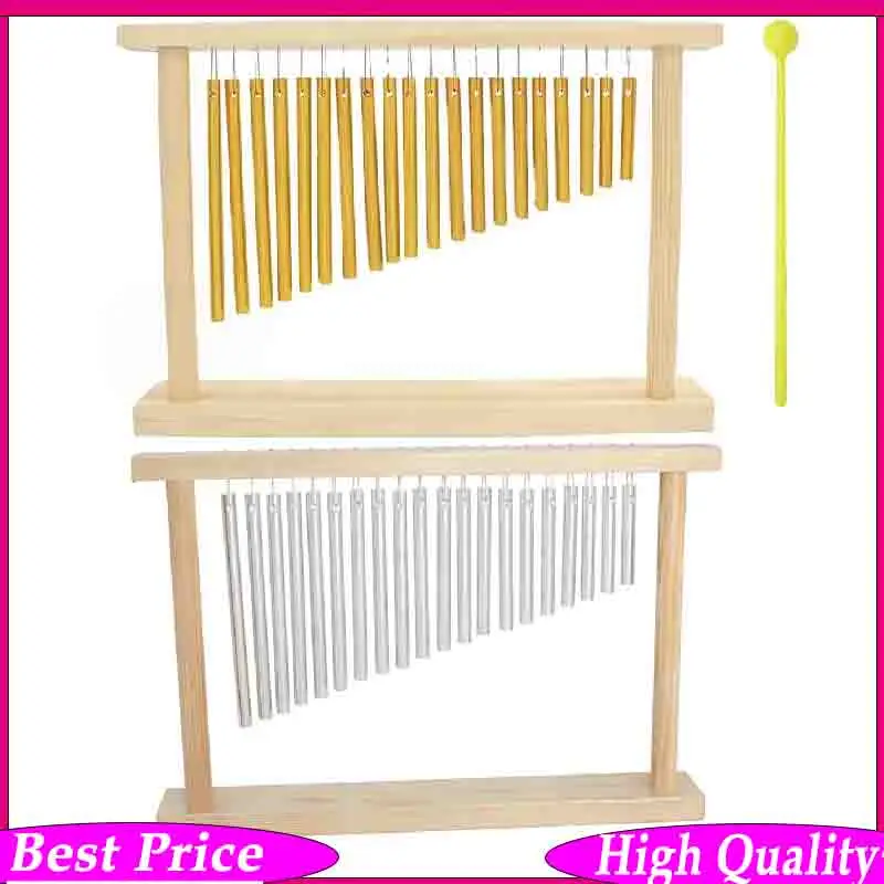 

20-Tone Solid Aluminum Tube Wind Chime with Wooden Frame – Single Row Desktop Tabletop Wind Chime Classroom, Office Wind Chime