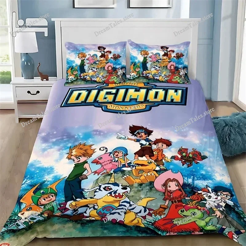 

Cartoon Cover Pillowcase Bedding Set D-DigimonS Greymons Adult Boy Girl Bedroom Decoration Children Single Double Large Size029