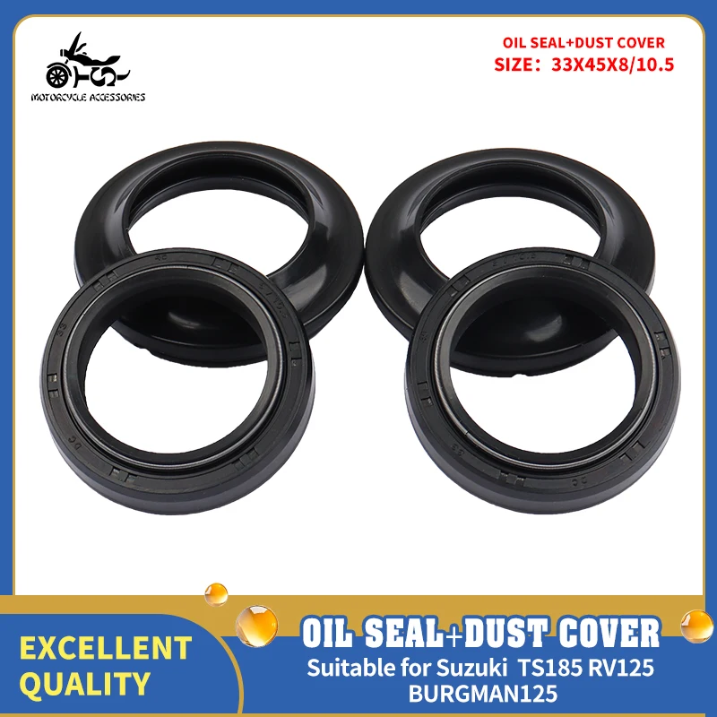 

33x45x8/10.5 Front Fork Damper Oil Seal 33 45 Dust Seal For Suzuki TS185 BURGMAN 125 RV125 NEW BURMAN 200