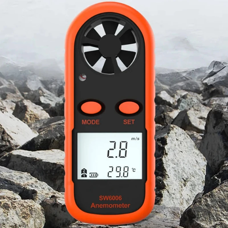 เครื่องวัดความเร็วลม ABGN แบบใช้มือถือ น้ําหนักเบา เครื่องวัดความเร็วลมแบบดิจิตอล ใบพัด เครื่องวัดความเร็วลม พลังงานลม การวัดอุณหภูมิความชื้น