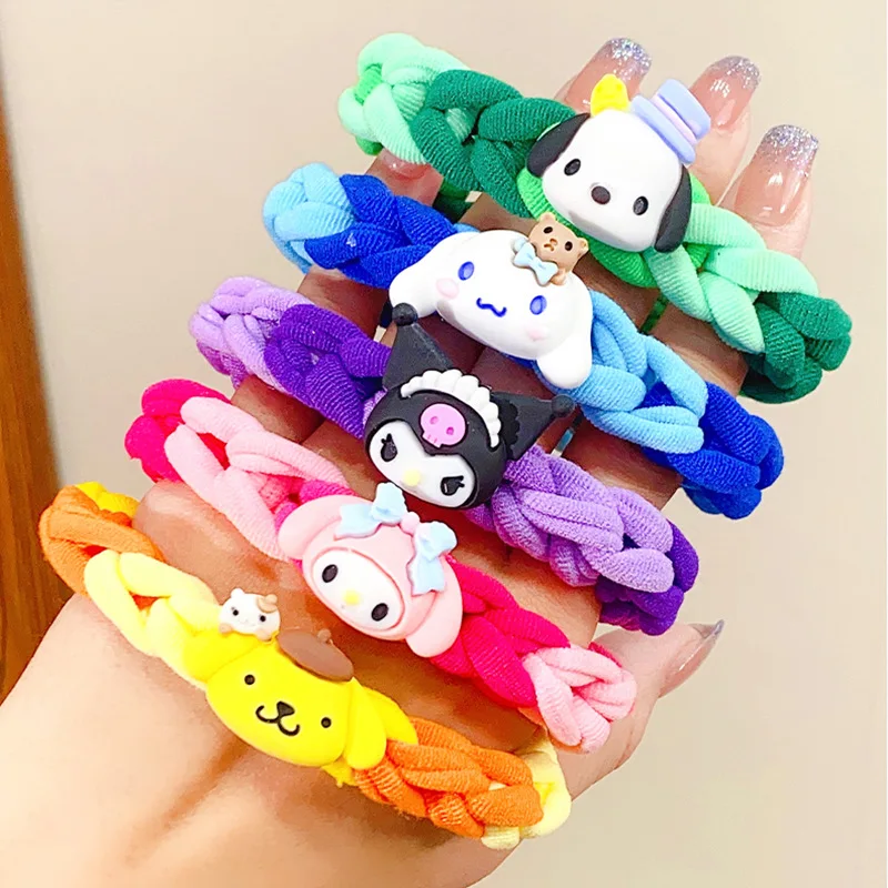 

3PCS Anime Sanrio Merlot Knitted Hair Loop Cute Girl Dress Up Hair Rope Leather Band Cartoon Hair Ornament Headrope Accessories